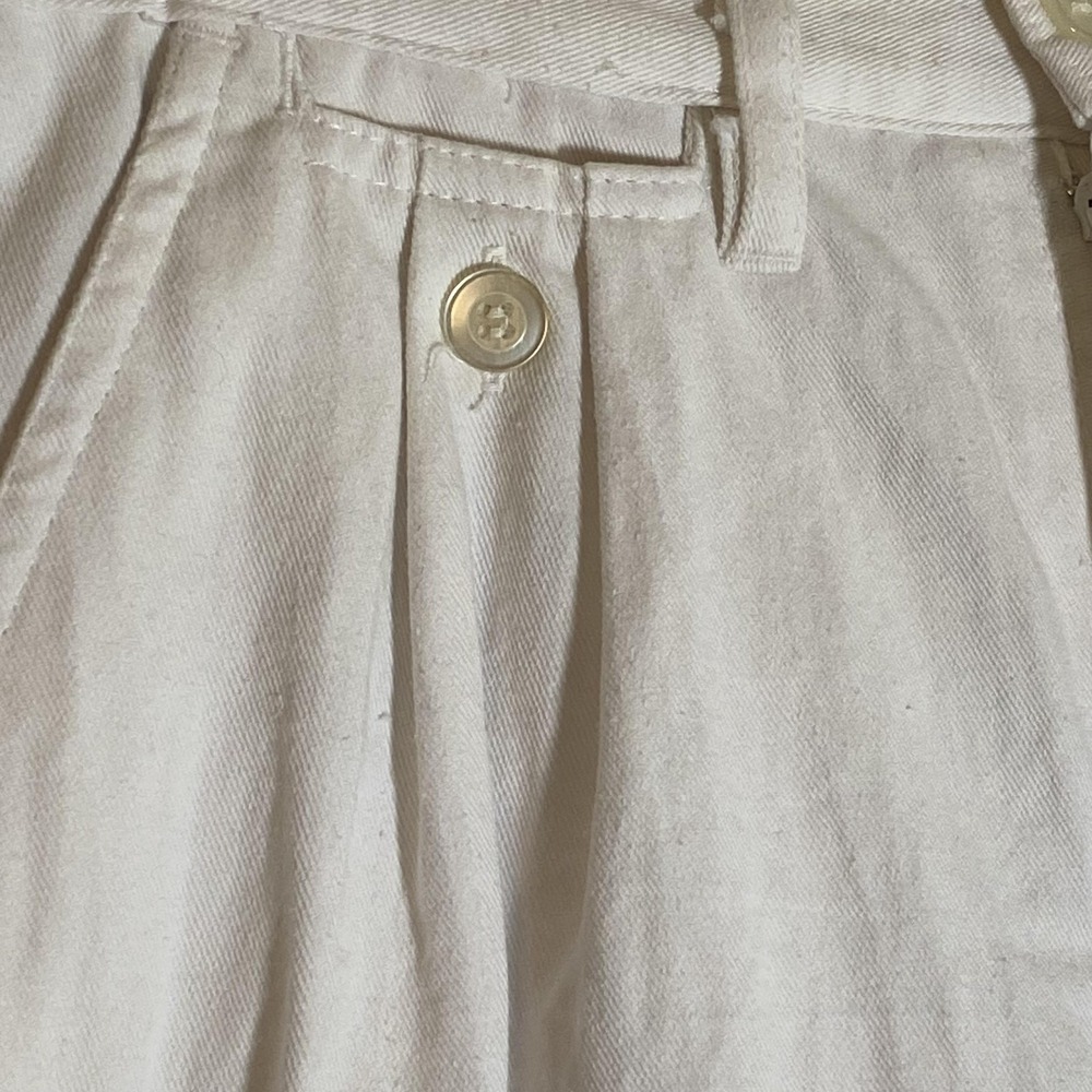 Vintage Browning St Shorts Juniors 9/10 White Pleated Chino High Waist Twill - Picture 2 of 16